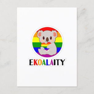 Postal De Invitación Koala, gay igualitario, tiene un gracioso Rainbo L