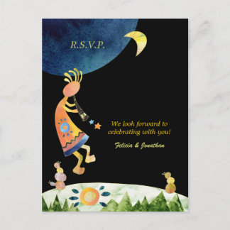 Postal De Invitación Kokopelli Music Tribal Wedding RSVP