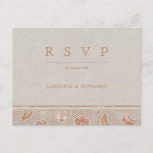 Postal De Invitación Kraft gold Lace boda rústica de campo RSVP