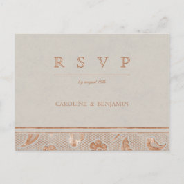 Postal De Invitación Kraft gold Lace boda rústica de campo RSVP