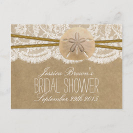 Postal De Invitación Kraft Lace Sand Dollar Beach Bridal Shower Receta