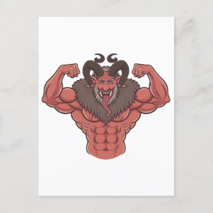 Postal De Invitación Krampus espeluznante de Navidad Flexionando múscul