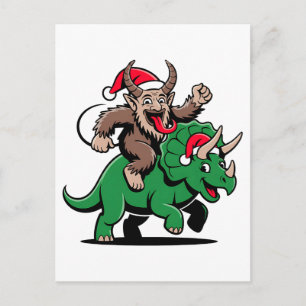Postal De Invitación Krampus montando un dinosaurio Santa Navidad Malva