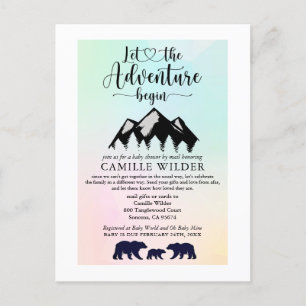 Postal De Invitación La aventura comienza con el ruidoso besito Baby Sh