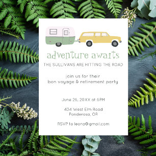 Postal De Invitación LA AVENTURA ESPERA Fiesta de Bon Voyage por Jubila
