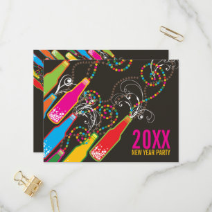 Postal De Invitación La burbuja de color enfría la fiesta de Año Nuevo