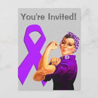 Postal De Invitación La cinta de la conciencia púrpura Rosie the Rivete