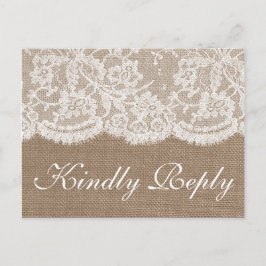 Postal De Invitación La Colección de Bodas Burlap & Lace RSVP
