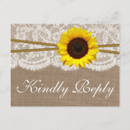 Postal De Invitación La Colección de Bodas de Girasoles Rústicos RSVP