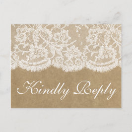 Postal De Invitación La Colección de Bodas Kraft & Lace RSVP