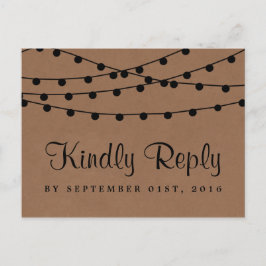 Postal De Invitación La colección de Bodas Rustic Kraft Lights