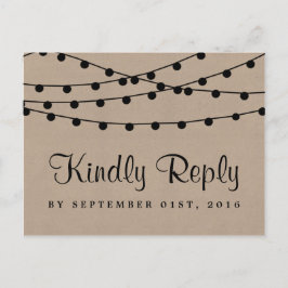 Postal De Invitación La colección de Bodas Rustic Kraft Lights