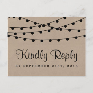Postal De Invitación La colección de Bodas Rustic Kraft Lights