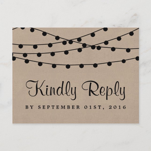 Postal De Invitación La colección de Bodas Rustic Kraft Lights (Anverso)