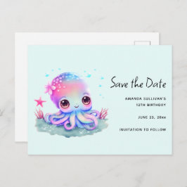 Postal De Invitación La criatura marina del pulpo puro salva la fecha