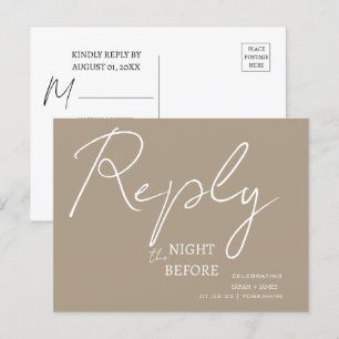 Postal De Invitación La escritura minimalista aumenta la noche antes de