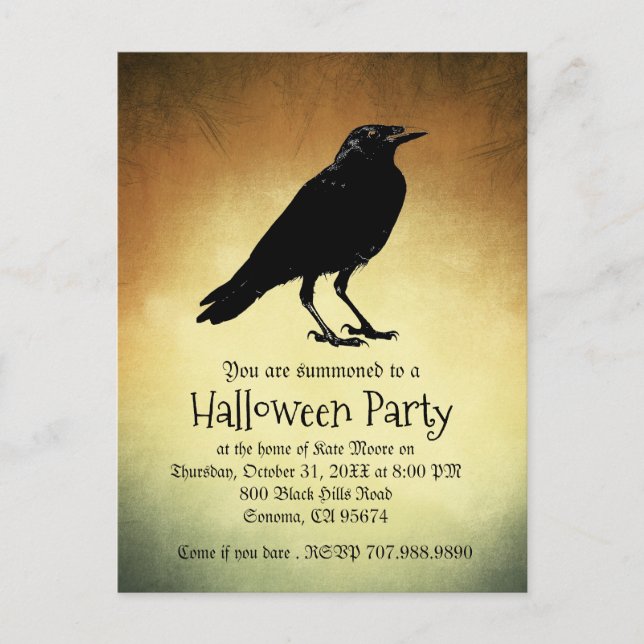 Postal De Invitación La fiesta gótica nunca más en Halloween (Anverso)