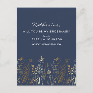 Postal De Invitación La Marina De Relieve metalizado dorado Vintage ¿Se