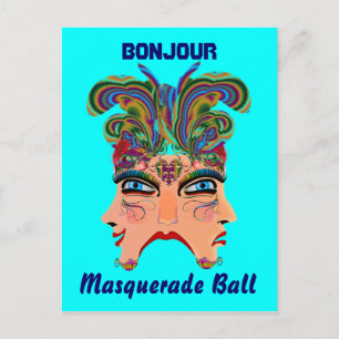 Postal De Invitación La mascarada Mardi Gras - La comedia - Vista dramá