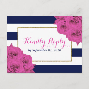 Postal De Invitación La Moda Moderna Colección Boda Luxe Roses Rosa