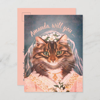 Postal De Invitación La novia del gato lindo es mi dama de honor.
