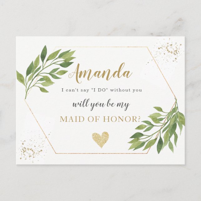 Postal De Invitación La propuesta de la doncella de honor o BRIDESMAID (Anverso)