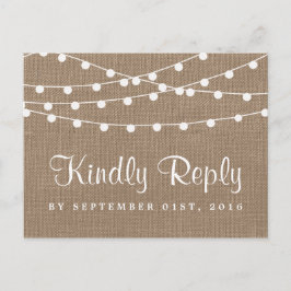 Postal De Invitación La Rustic Burlap String ilumina la colección Boda