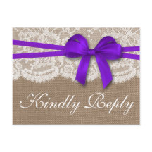 La Rustic Purple Bow Boda Collection RSVP