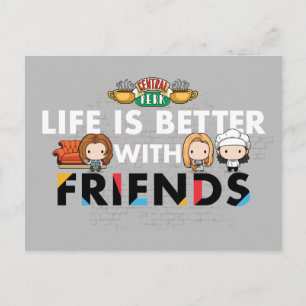 Postal De Invitación La vida es mejor con FRIENDS™ arte Chibi