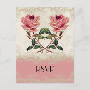 Postal De Invitación Lace de Rosa de estilo barroco
