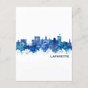 Postal De Invitación Lafayette Louisiana Skyline Blue