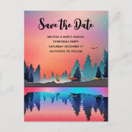 Postal De Invitación Lago invernal escénico con ciervos Navidad Guarde