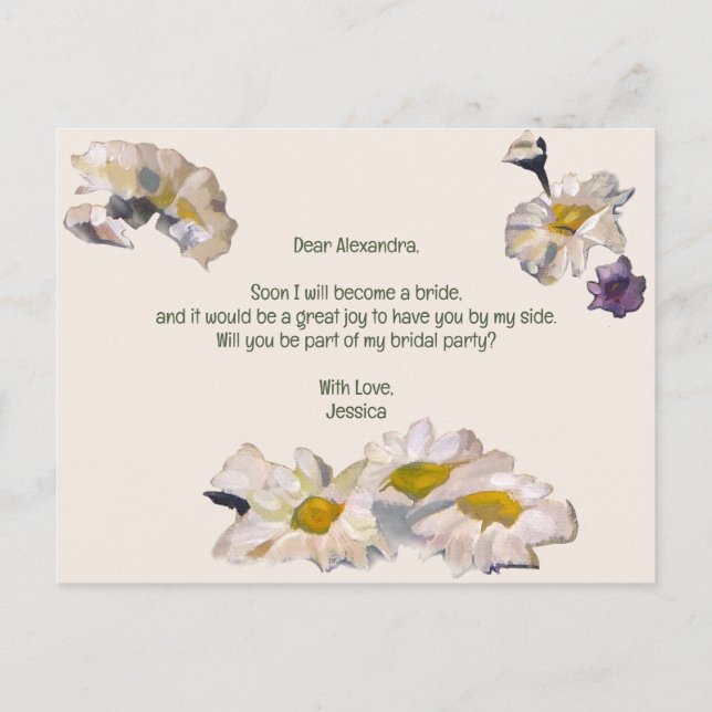 Postal De Invitación Las Flores Pintadas Serán Mi Niña Flor (Reverso)