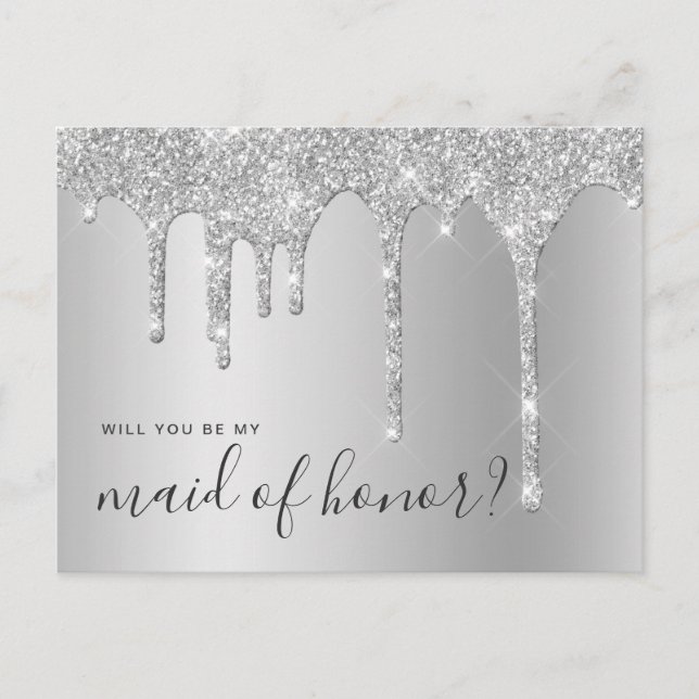 Postal De Invitación Las gotas de plata serán mi sirvienta de honor (Anverso)