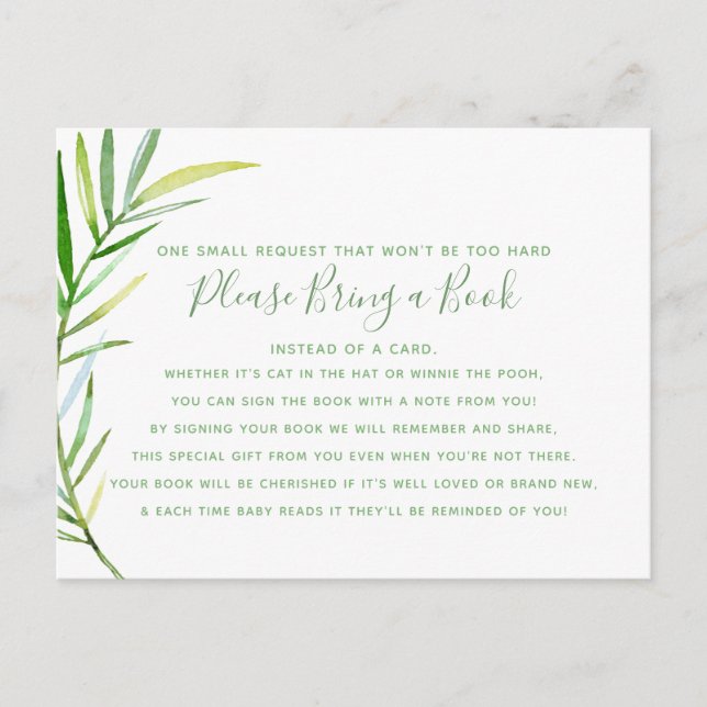 Postal De Invitación Las hojas de la guirnalda verde traen Baby Shower  (Anverso)