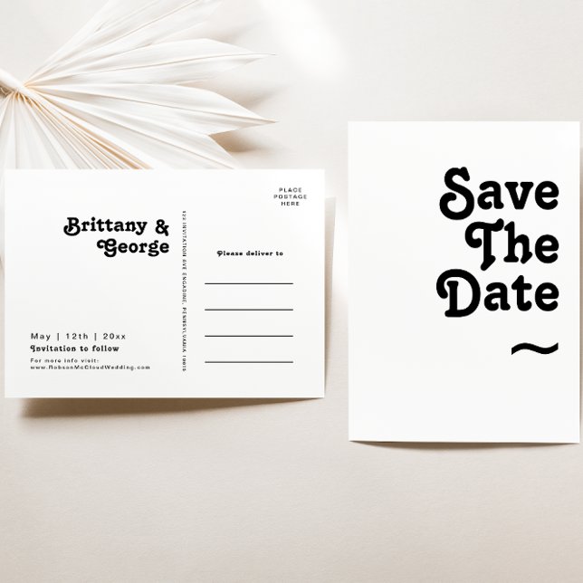 Postal De Invitación Las Letras Retro Modernas Guardan La Fecha (Subido por el creador)