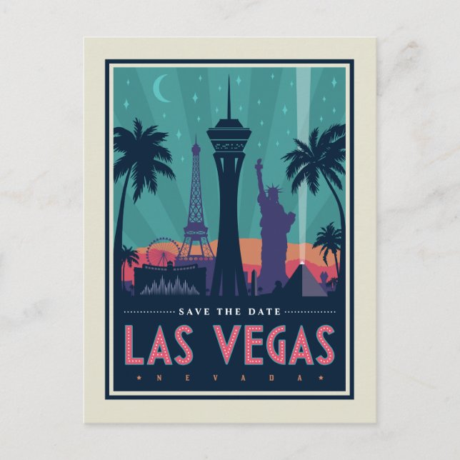 Postal De Invitación Las Vegas, Nevada | Reserva la fecha (Anverso)