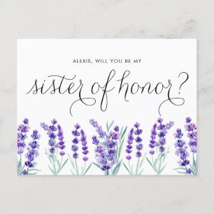 Postal De Invitación Lavanda acuática serás mi hermana.