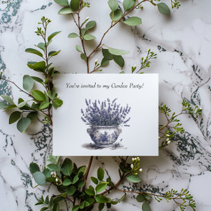 Postal De Invitación Lavanda en azul Delft