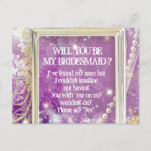 Postal De Invitación Lavanda personalizada, serás mi dama de honor