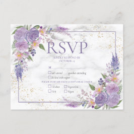 Postal De Invitación Lavanda Rústica Lilac Boda Floral de Oro RSVP