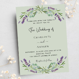 Postal De Invitación Lavender eucalipto sage boda verde