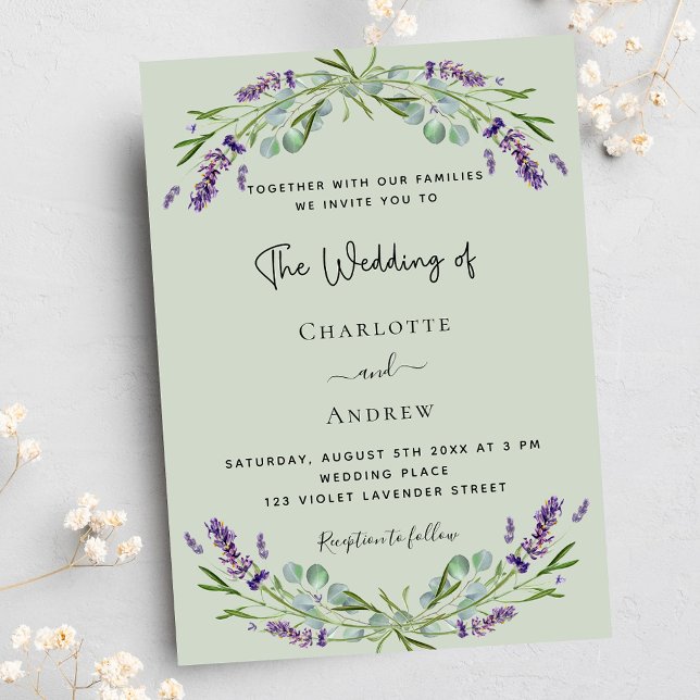 Postal De Invitación Lavender eucalipto sage boda verde (Subido por el creador)