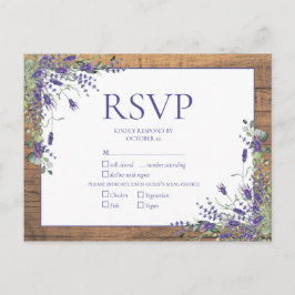 Postal De Invitación Lavender Eucalyptus Boda Botánica de Madera RSVP