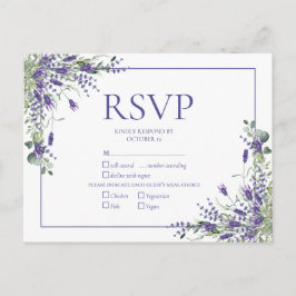 Postal De Invitación Lavender Eucalyptus Boda de Guión Botánico RSVP