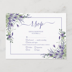 Postal De Invitación Lavender Eucalyptus Boda de Guión Botánico RSVP