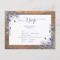 Lavender Eucalyptus Script Wood Wedding RSVP