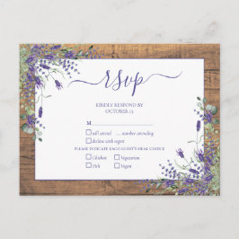 Postal De Invitación Lavender Eucalyptus Script Wood Wedding RSVP