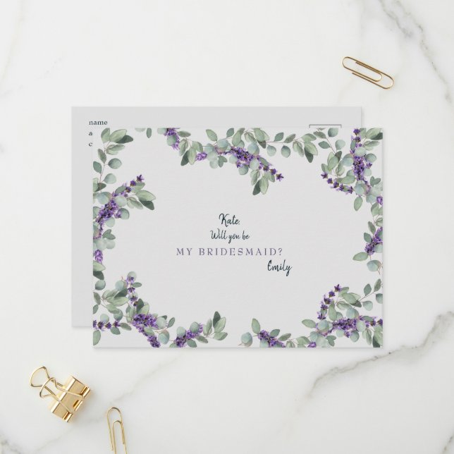 Postal De Invitación Lavender Gray Boda será mi novia (Anverso/Reverso In Situ)
