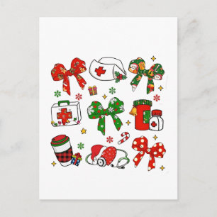 Postal De Invitación Lazo Coquette Enfermera Navidad Enfermería Feliz N